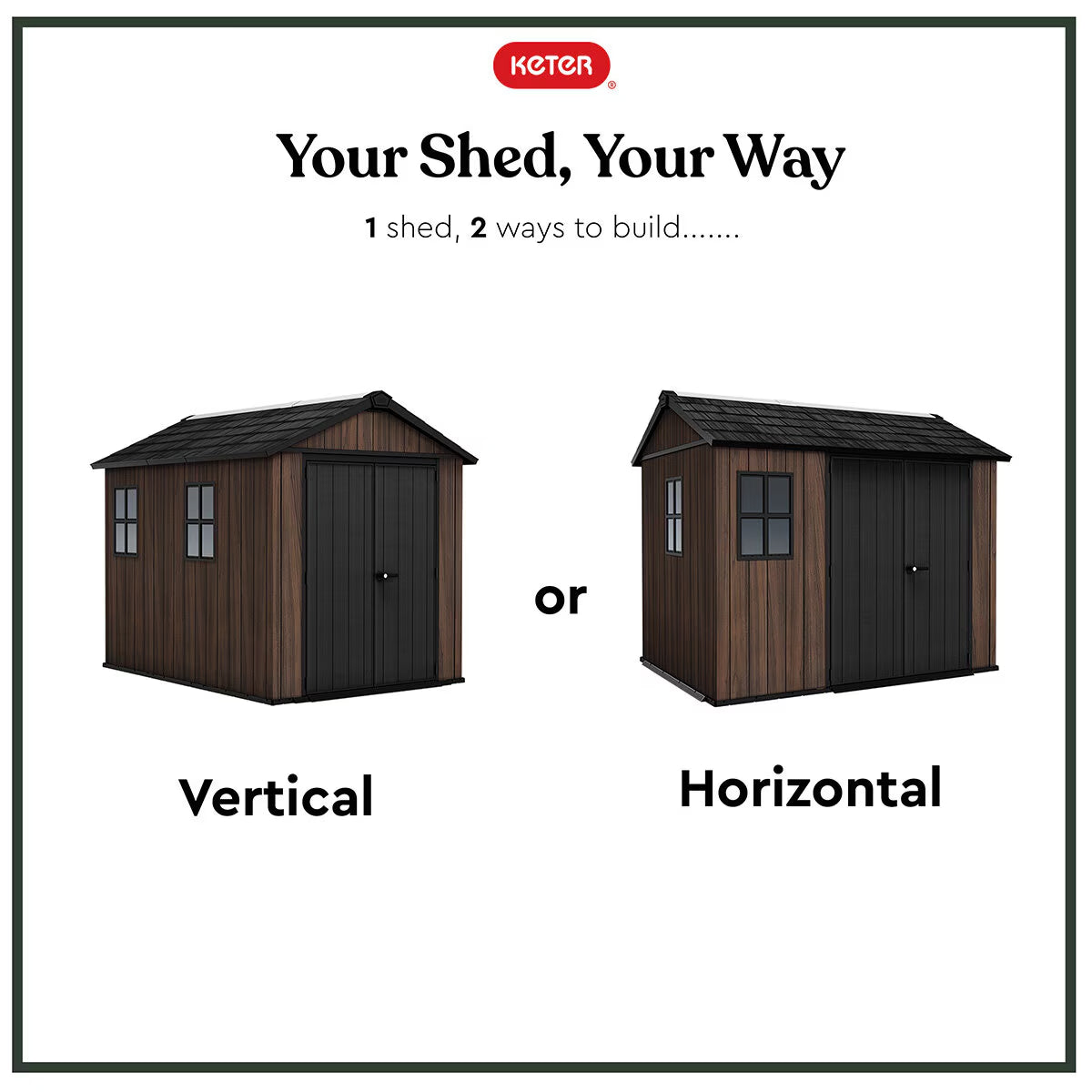 Keter Rosewood 9Ft 5" X 7Ft 6" (2.9 X 2.3M) Storage Shed in 2 Configurations