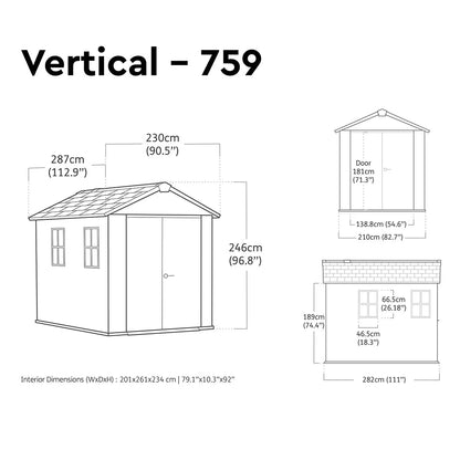 Keter Rosewood 9Ft 5" X 7Ft 6" (2.9 X 2.3M) Storage Shed in 2 Configurations