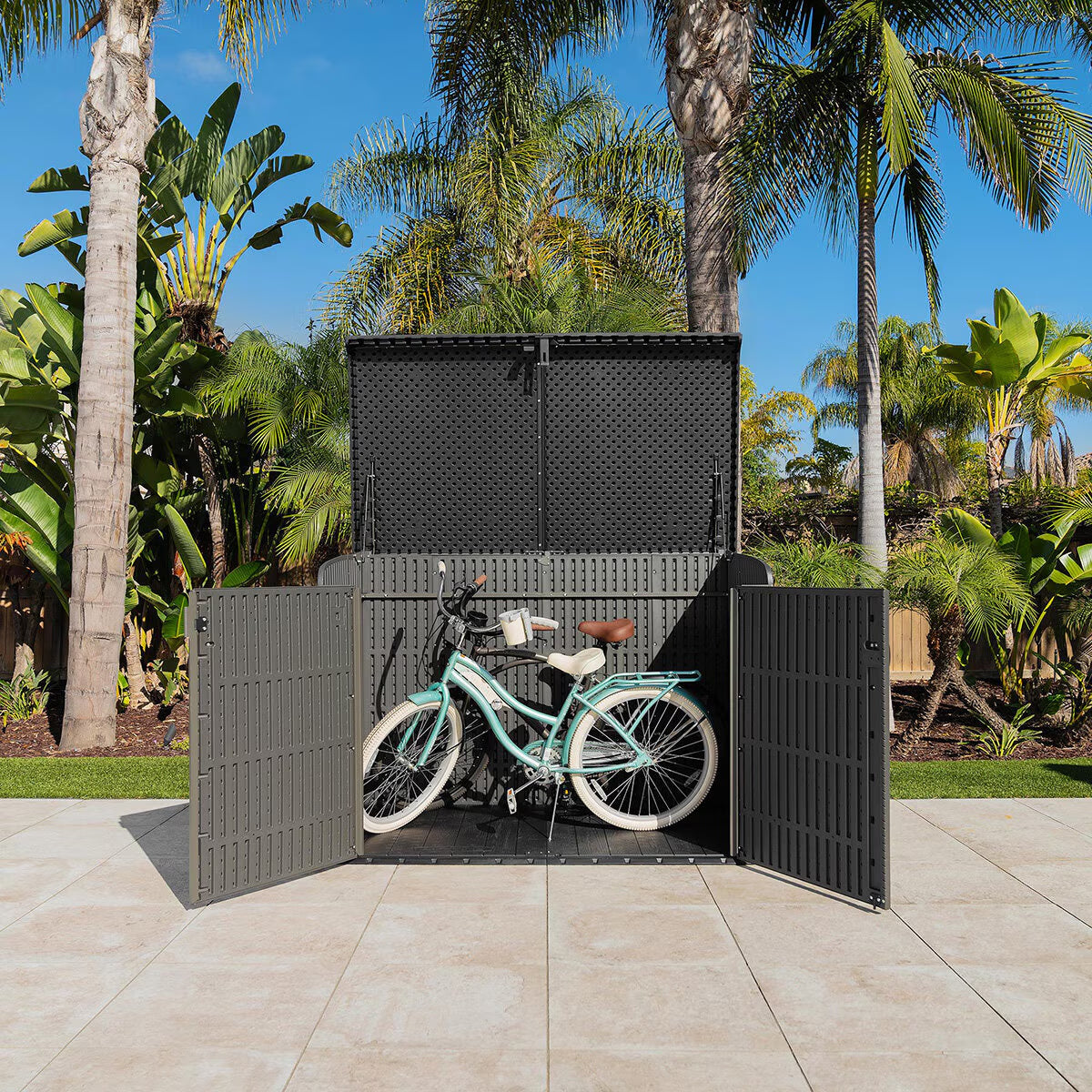 6Ft 2" X 3Ft 4" (1.9 X 1M) Horizontal 2,190 Litre Storage Shed in Grey - Model 60464E