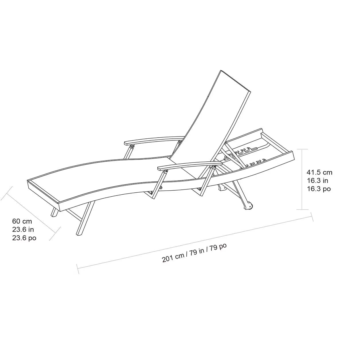 Sunvilla Sling Wave Sun Lounger with Folding Arms - Set of 2