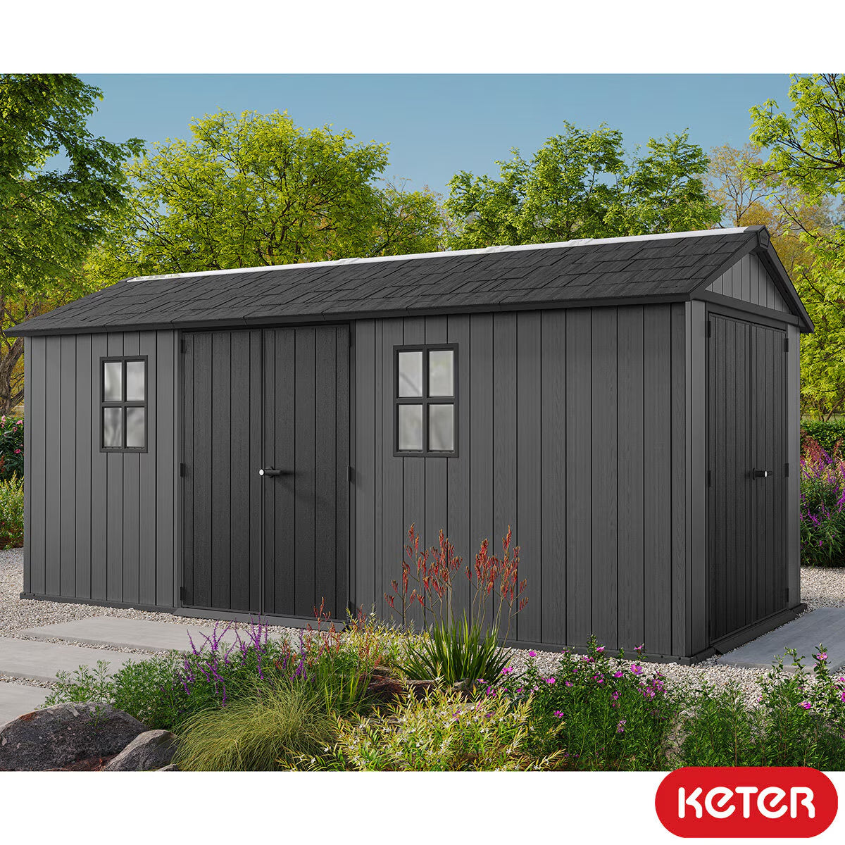 Keter Newton plus 17Ft X 7Ft 5" (5.1 X 2.2M) Dual Entry Shed Storage Shed