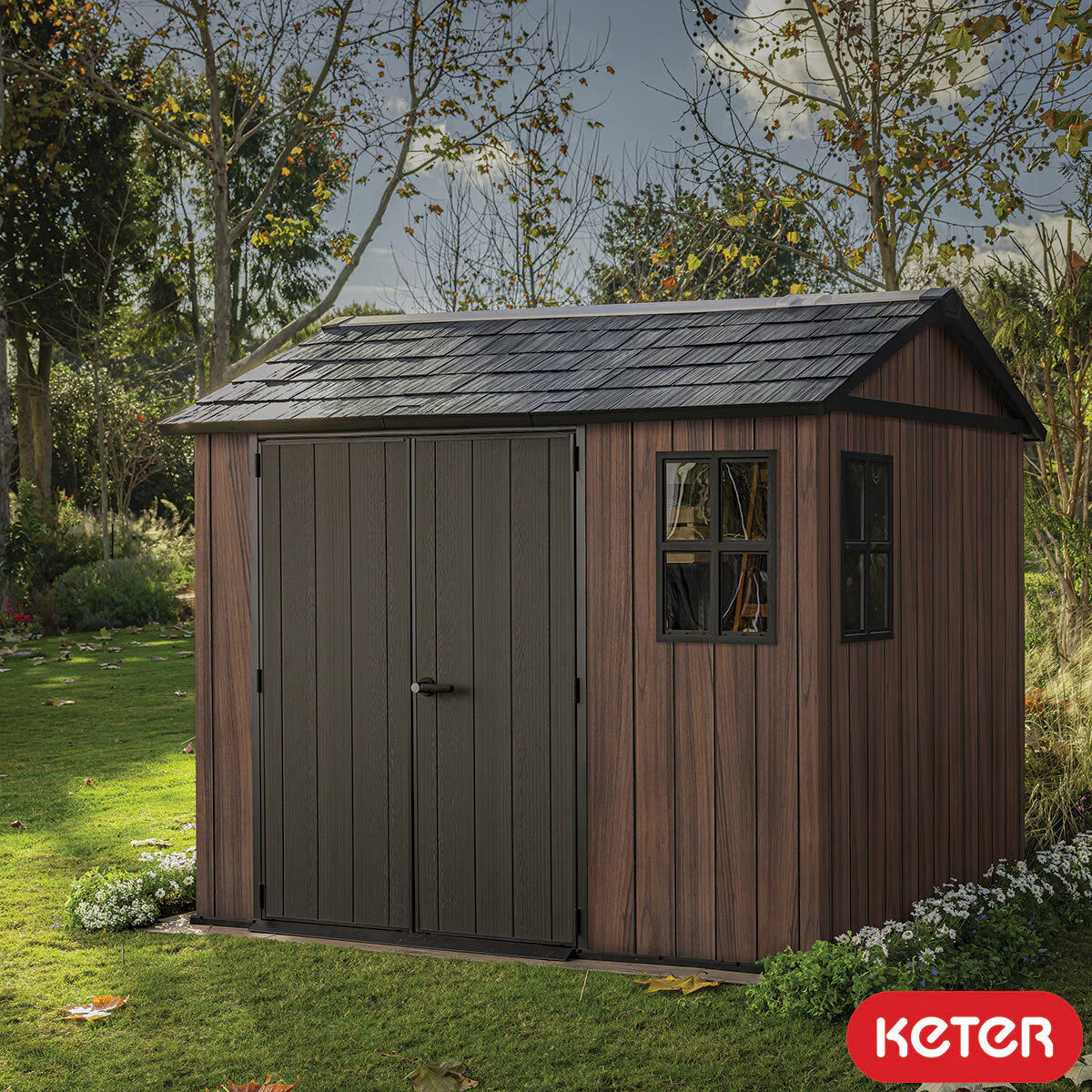 Keter Rosewood 9Ft 5" X 7Ft 6" (2.9 X 2.3M) Storage Shed in 2 Configurations