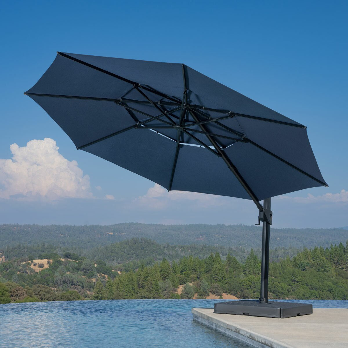 Sunvilla 13Ft (3.9M) round 3-Tier Cantilever Umbrella with Base (Non-Led)