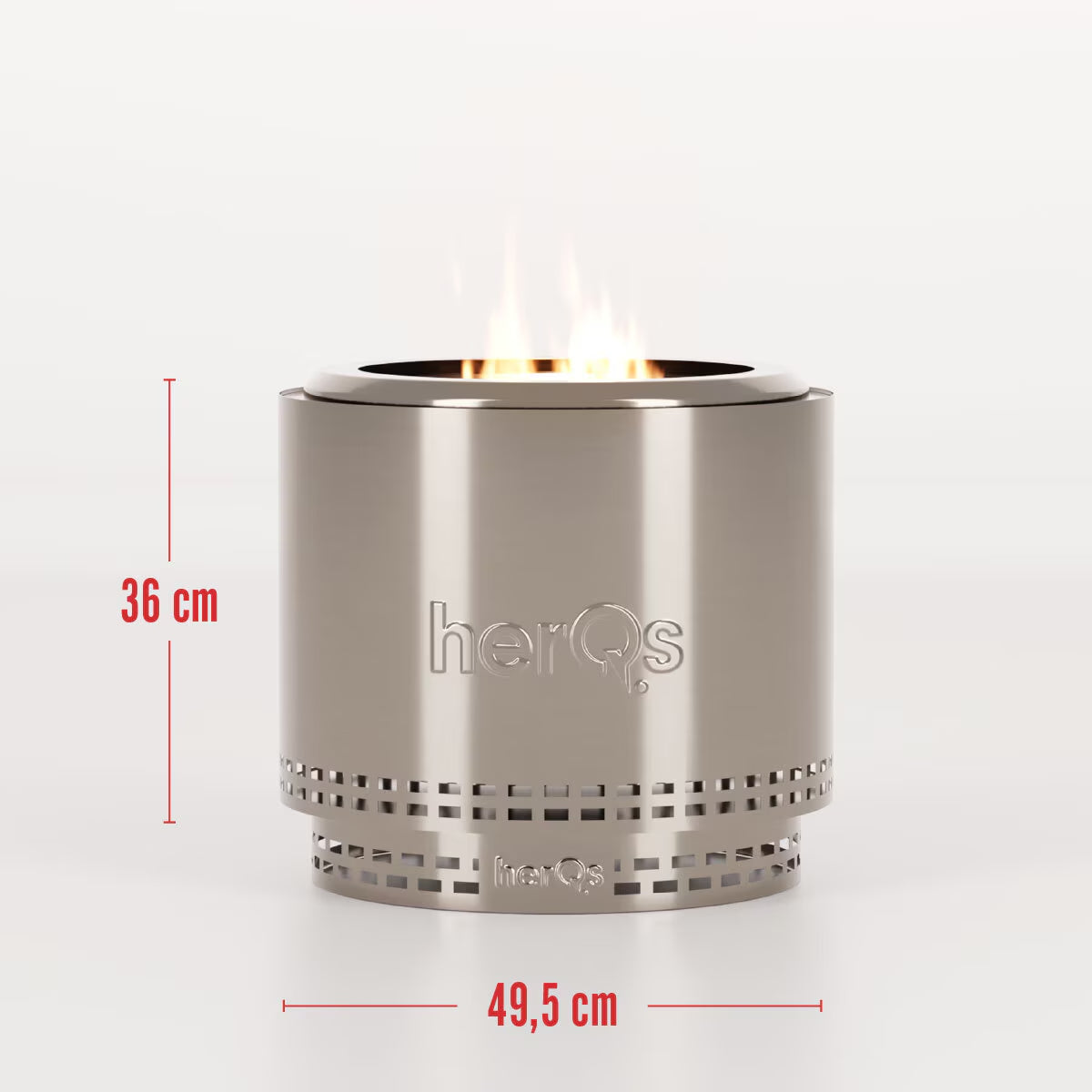 Herqs Blaze 50Cm Wood Burning Stainless Steel Fire Pit Bundle