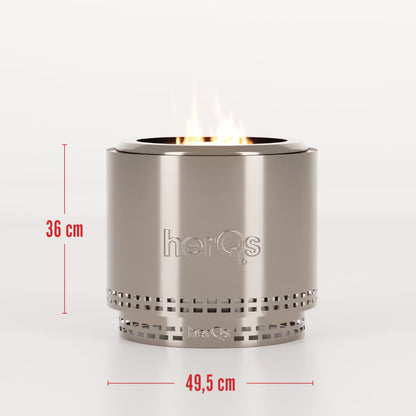 Herqs Blaze 50Cm Wood Burning Stainless Steel Fire Pit Bundle