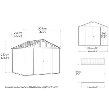 Keter Rosewood Summit 10Ft X 8Ft (3.05 X 2.43M) Storage Shed