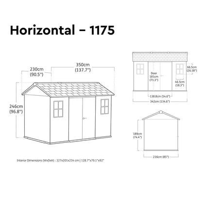 Keter Rosewood 11Ft 5" X 7Ft 6" (3.5 X 2.3M) Storage Shed in 2 Configurations