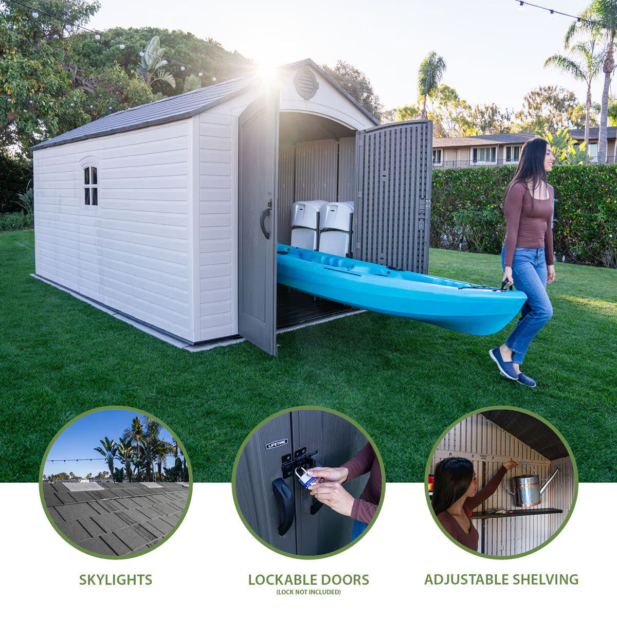Lifetime 8Ft X 15Ft (2.4 X 4.5M) Storage Shed - Model 60394