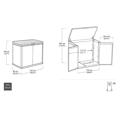 Ashwood Signature 4Ft 7" X 2Ft 8" (1.4 X 0.82M) 1,150 Litre Horizontal Storage Shed