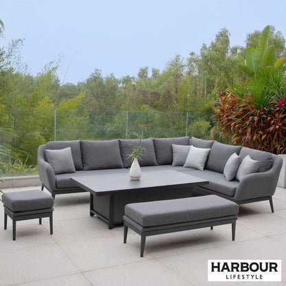 Harbour Lifestyle Luna Corner Patio Set with Rising Table (Right or Left Hand) + Cover
