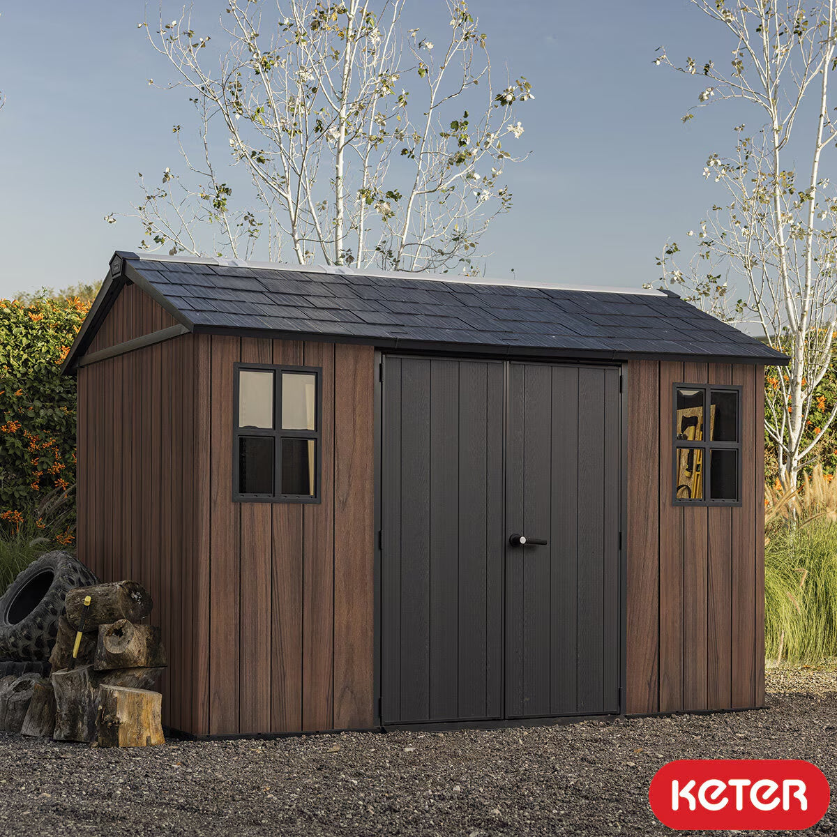 Keter Rosewood 11Ft 5" X 7Ft 6" (3.5 X 2.3M) Storage Shed in 2 Configurations