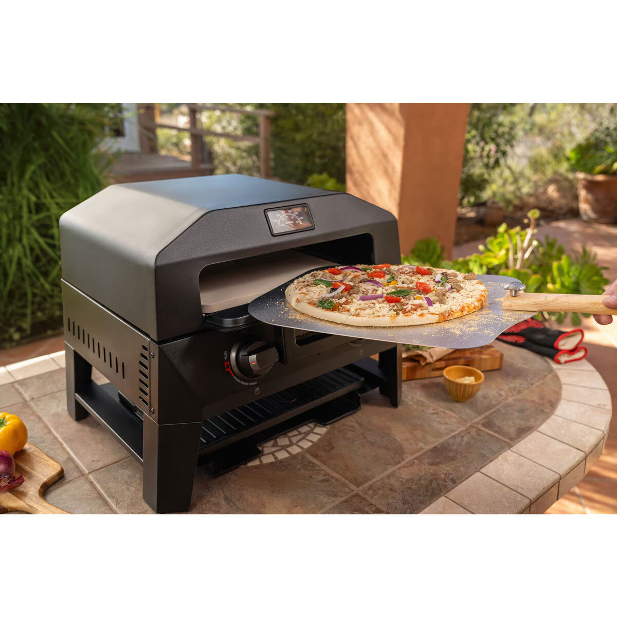 Nexgrill Fortress 2 Burner 4-In-1 BBQ Grill & Pizza Oven + Griddle + Grill Plate + Cover
