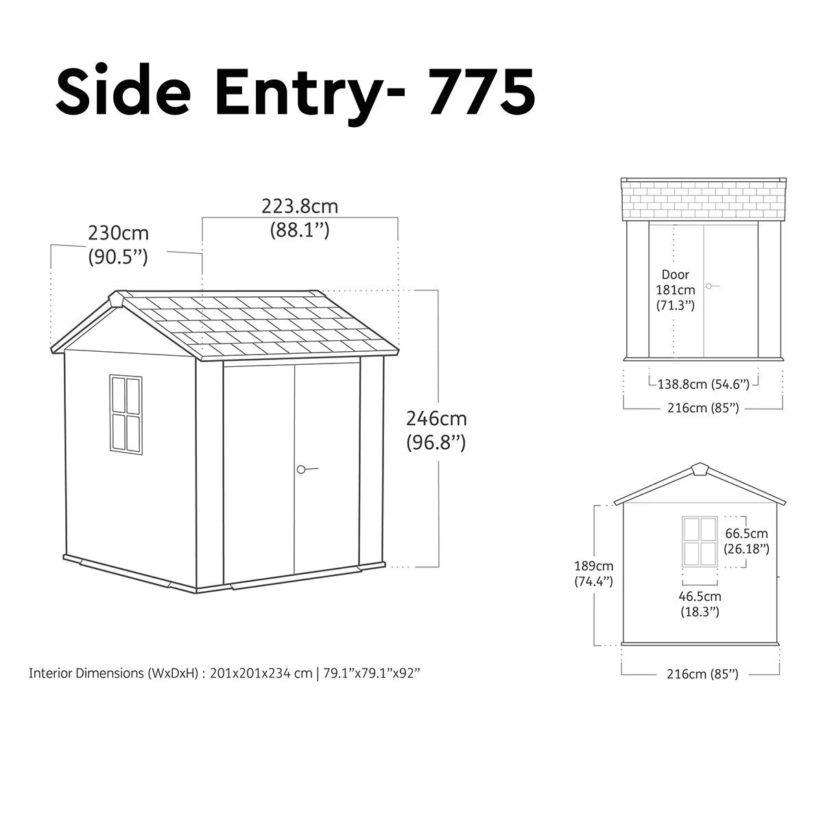 Newton plus 7Ft 6" X 7Ft 4" (2.3 X 2.2M) Storage Shed in 2 Configurations