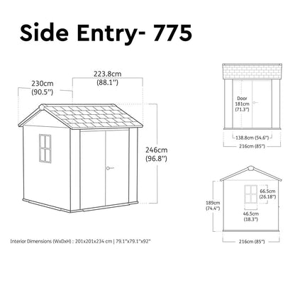 Newton plus 7Ft 6" X 7Ft 4" (2.3 X 2.2M) Storage Shed in 2 Configurations