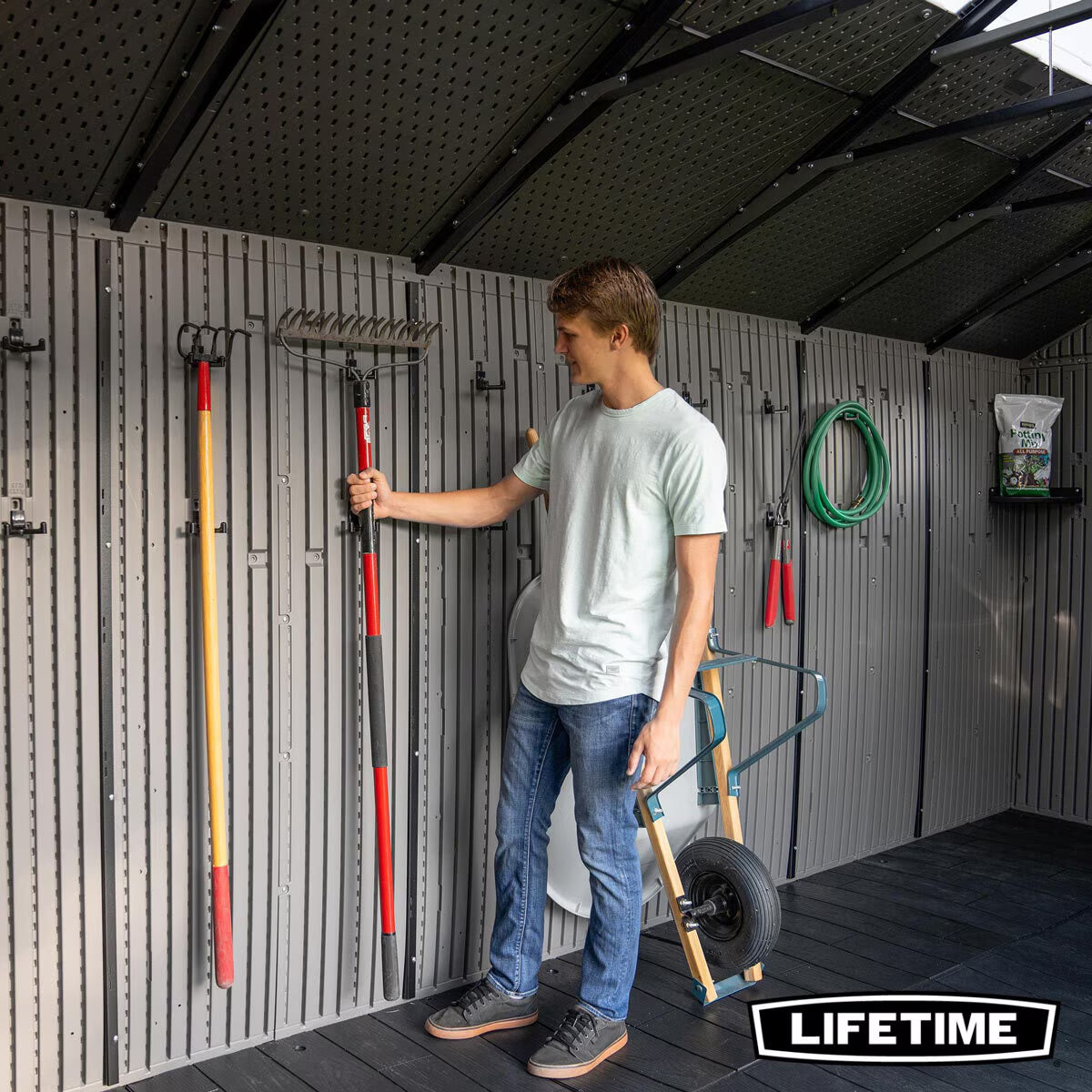 Lifetime 20Ft X 8Ft (6 X 2.4M) Rough Cut Dual Entry Outdoor Storage Shed - Model 60456