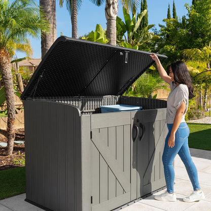 6Ft 2" X 3Ft 4" (1.9 X 1M) Horizontal 2,190 Litre Storage Shed in Grey - Model 60464E