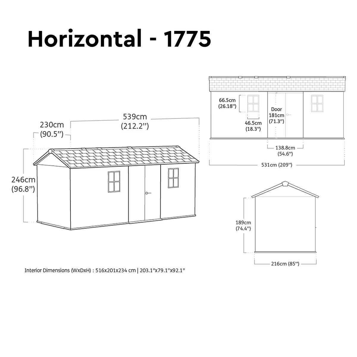 Keter Rosewood 17Ft 6" X 7Ft 5" (5.3 X 2.3M) Storage Shed in 2 Configurations