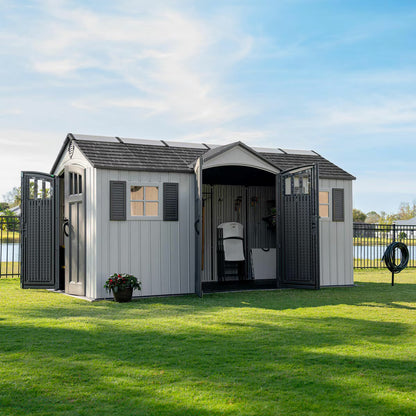 15Ft X 8Ft (4.5 X 2.5M) Dual Entry Outdoor Storage Shed - Model 60410