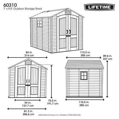 Lifetime 7Ft X 9Ft 6" (2.1X 2.9M) Rough Cut Storage Shed - Model 60310