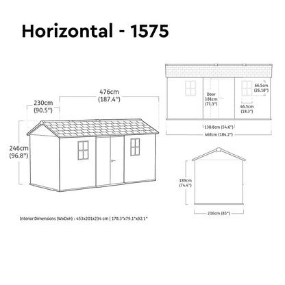 Keter Rosewood 15Ft 6" X 7Ft 6" (4.7 X 2.3M) Storage Shed in 2 Configurations
