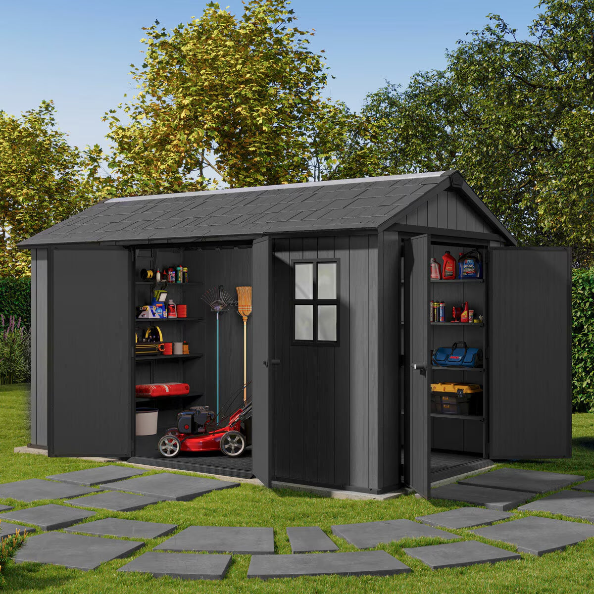 Keter Newton plus 13 X 7Ft 5" (3.9 X 2.2M) Dual Entry Storage Shed