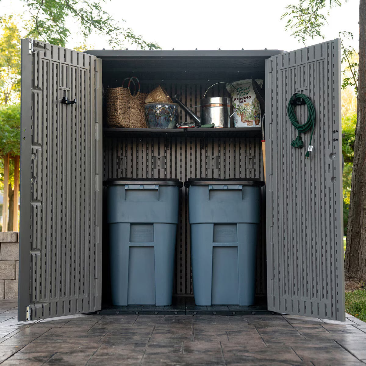 Lifetime 4Ft 8" X 3Ft 2" (1.47 X 0.97M) Rough Cut Vertical 2,060 Litre Storage Shed with Shelves - Model 60375U