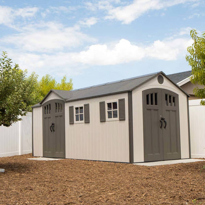 Lifetime 17.5Ft X 8Ft (5.3 X 2.4M) Dual Entry Outdoor Storage Shed - Model 60213