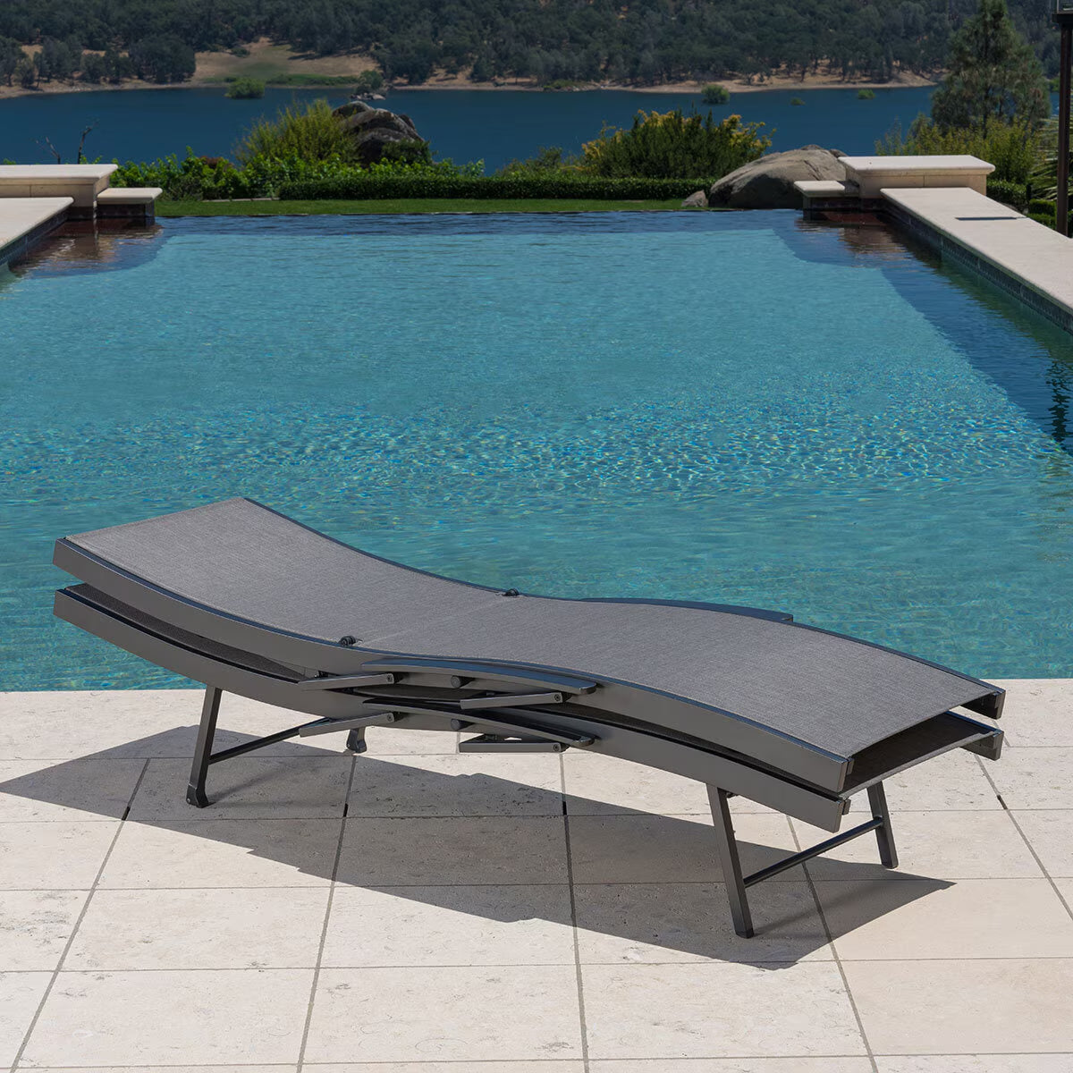 Sunvilla Sling Wave Sun Lounger with Folding Arms - Set of 2