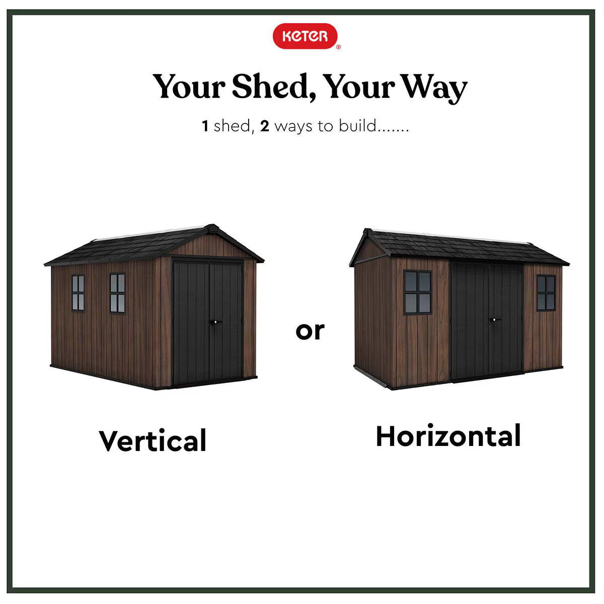 Keter Rosewood 11Ft 5" X 7Ft 6" (3.5 X 2.3M) Storage Shed in 2 Configurations