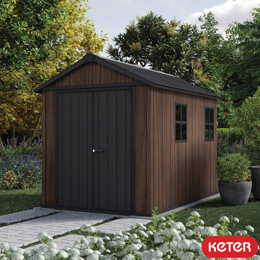 Keter Rosewood 7Ft 6" X 9Ft 5" (2.3 X 2.9M) Storage Shed with Front Entry