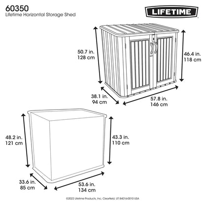 Lifetime 5Ft X 3Ft (1.5 X 0.9M) Horizontal Wood Look 1,300 Litre Storage Shed - Model 60350