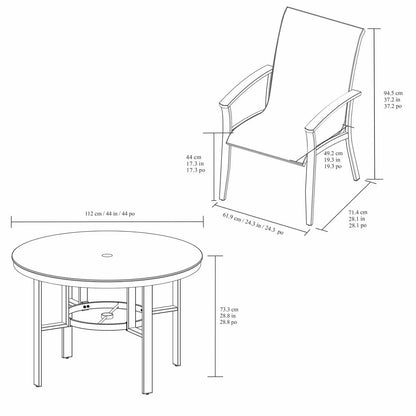 Agio Clearfield 5 Piece Sling Dining Set + Cover