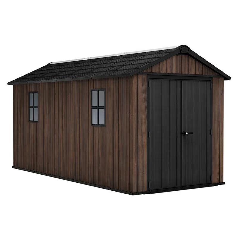 Keter Rosewood 7Ft 6" X 15Ft 6" (2.3 X 4.7M) Storage Shed with Front Entry