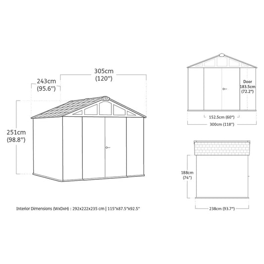 Keter Stronghold 10Ft X 8Ft (3.05 X 2.43M) Storage Shed