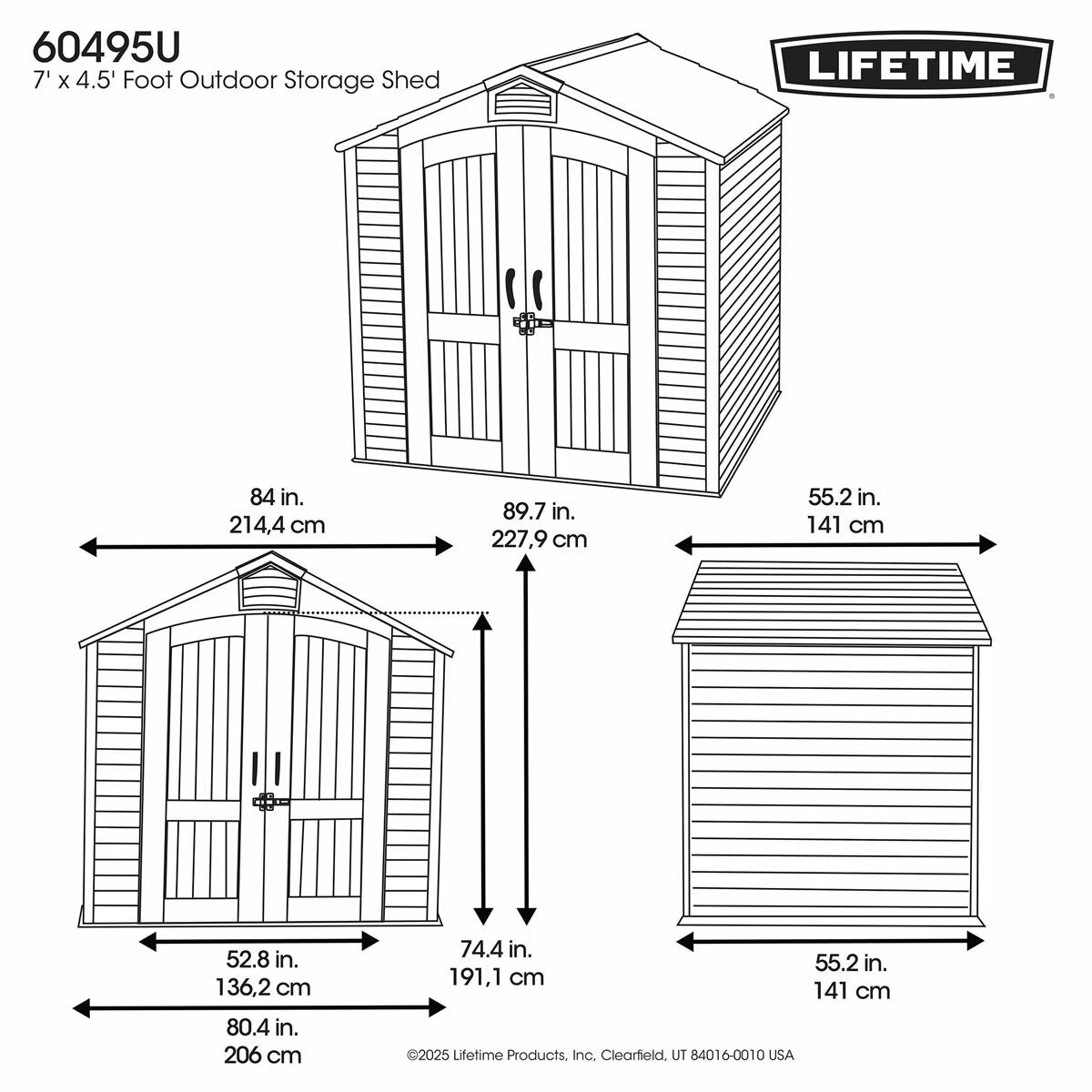 7Ft X 4Ft 8" (2.1 X 1.4M) Storage Shed - Model 60495U