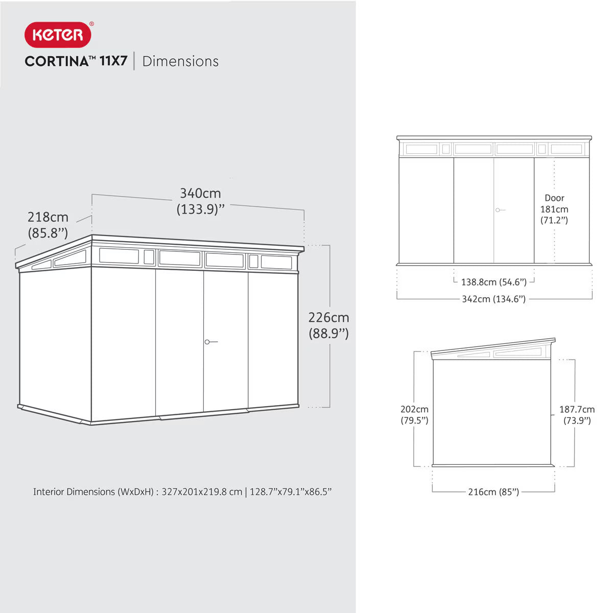 Keter Cortina 11Ft 2" X 7Ft 2" (3.4 X 2.2M) Storage Shed