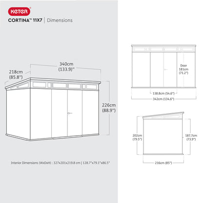 Keter Cortina 11Ft 2" X 7Ft 2" (3.4 X 2.2M) Storage Shed