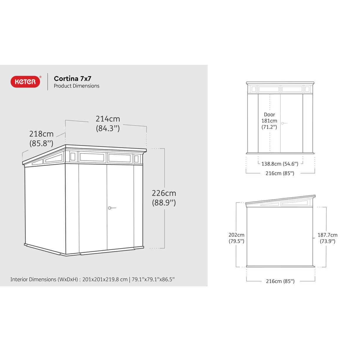 Keter Cortina 7Ft 1" X 7Ft 1" (2.16 X 2.16M) Storage Shed