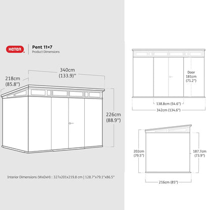 Keter Storm Grey Signature 11Ft 2" X 7Ft 2" (3.4 X 2.2M) Storage Shed