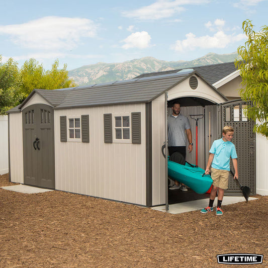 Lifetime 17.5Ft X 8Ft (5.3 X 2.4M) Dual Entry Outdoor Storage Shed - Model 60213