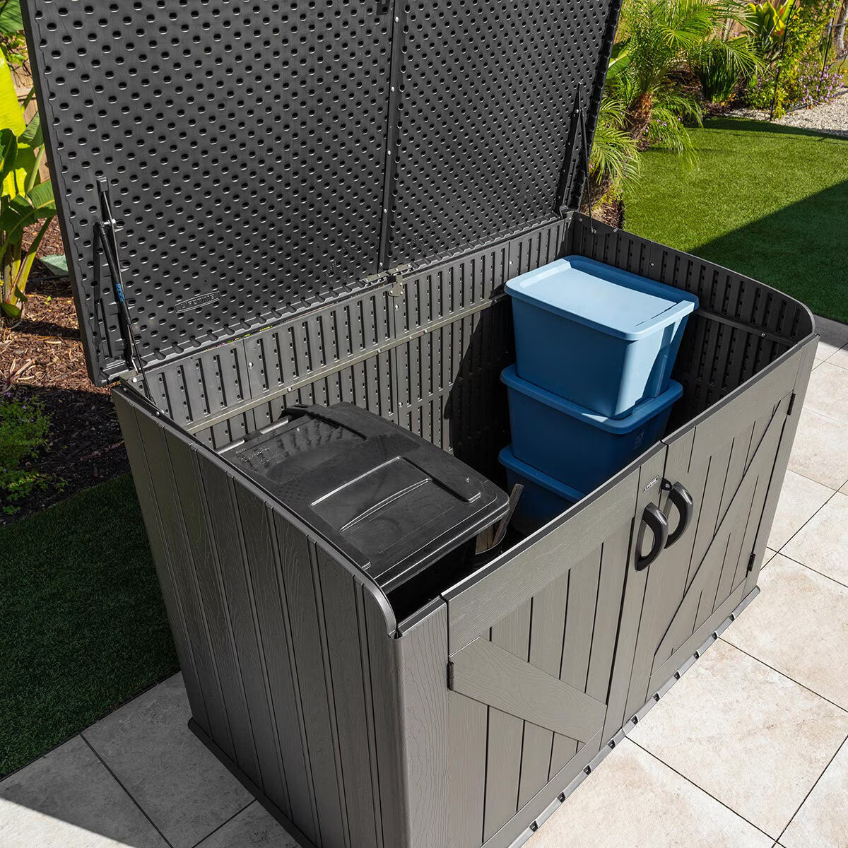 6Ft 2" X 3Ft 4" (1.9 X 1M) Horizontal 2,190 Litre Storage Shed in Grey - Model 60464E