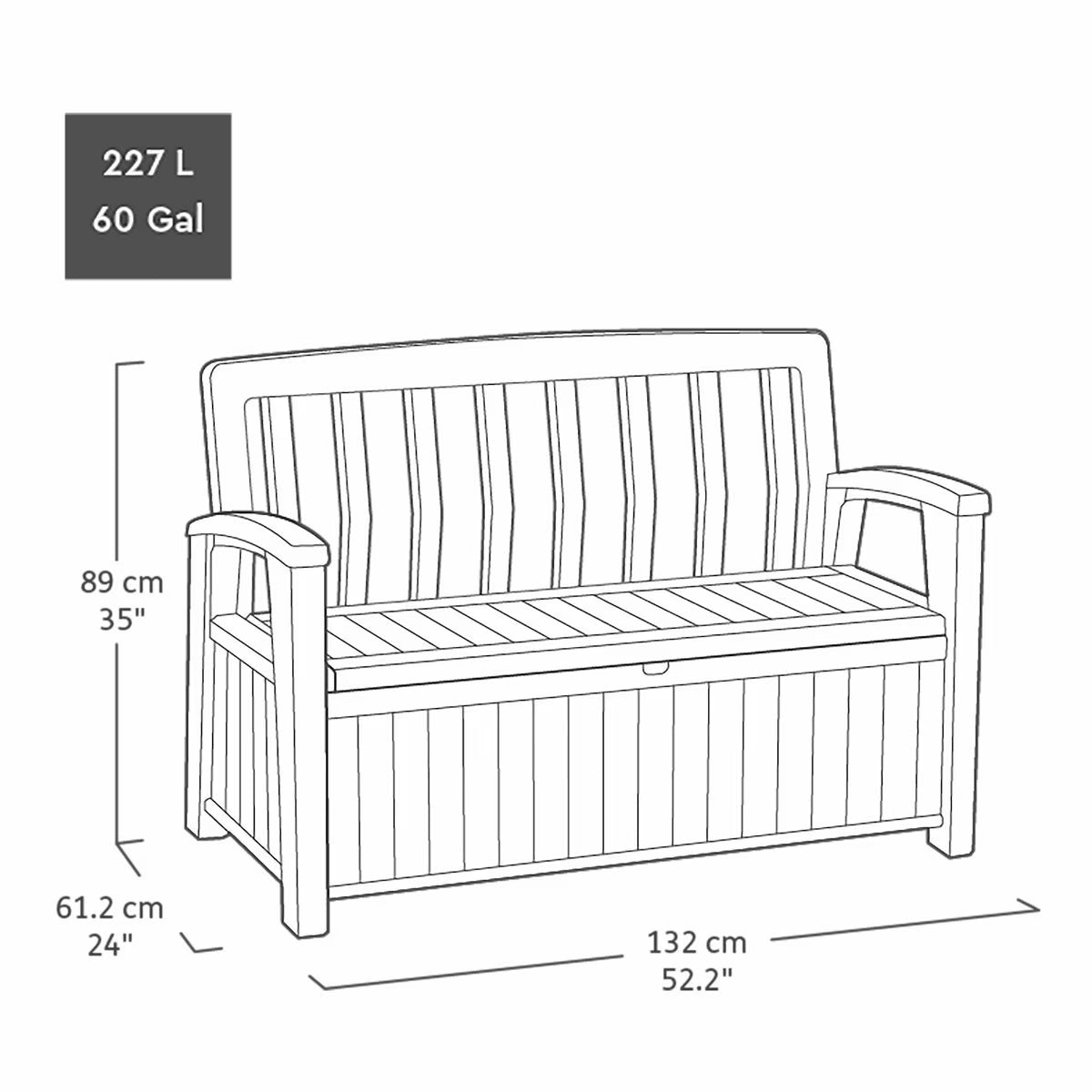 Keter Rosewood 227 Litre (60 Gallon) Storage Bench