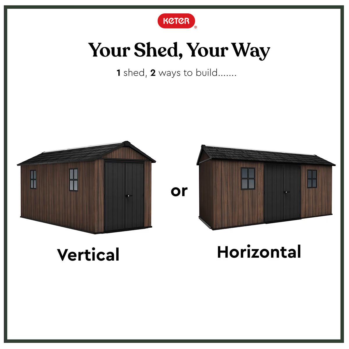 Keter Rosewood 15Ft 6" X 7Ft 6" (4.7 X 2.3M) Storage Shed in 2 Configurations