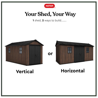 Keter Rosewood 15Ft 6" X 7Ft 6" (4.7 X 2.3M) Storage Shed in 2 Configurations