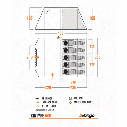 Vango Kintyre 500 Tunnel Tent, 5 Person