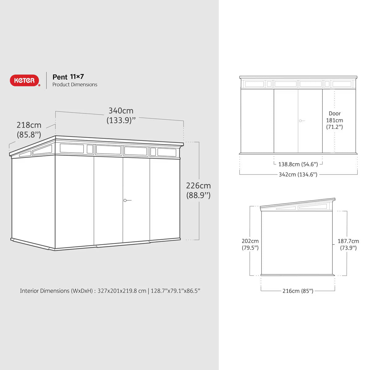 Keter Ashwood Signature 11Ft 2" X 7Ft 2" (3.4 X 2.2M) Storage Shed