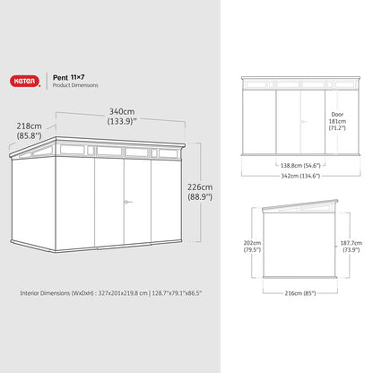 Keter Ashwood Signature 11Ft 2" X 7Ft 2" (3.4 X 2.2M) Storage Shed