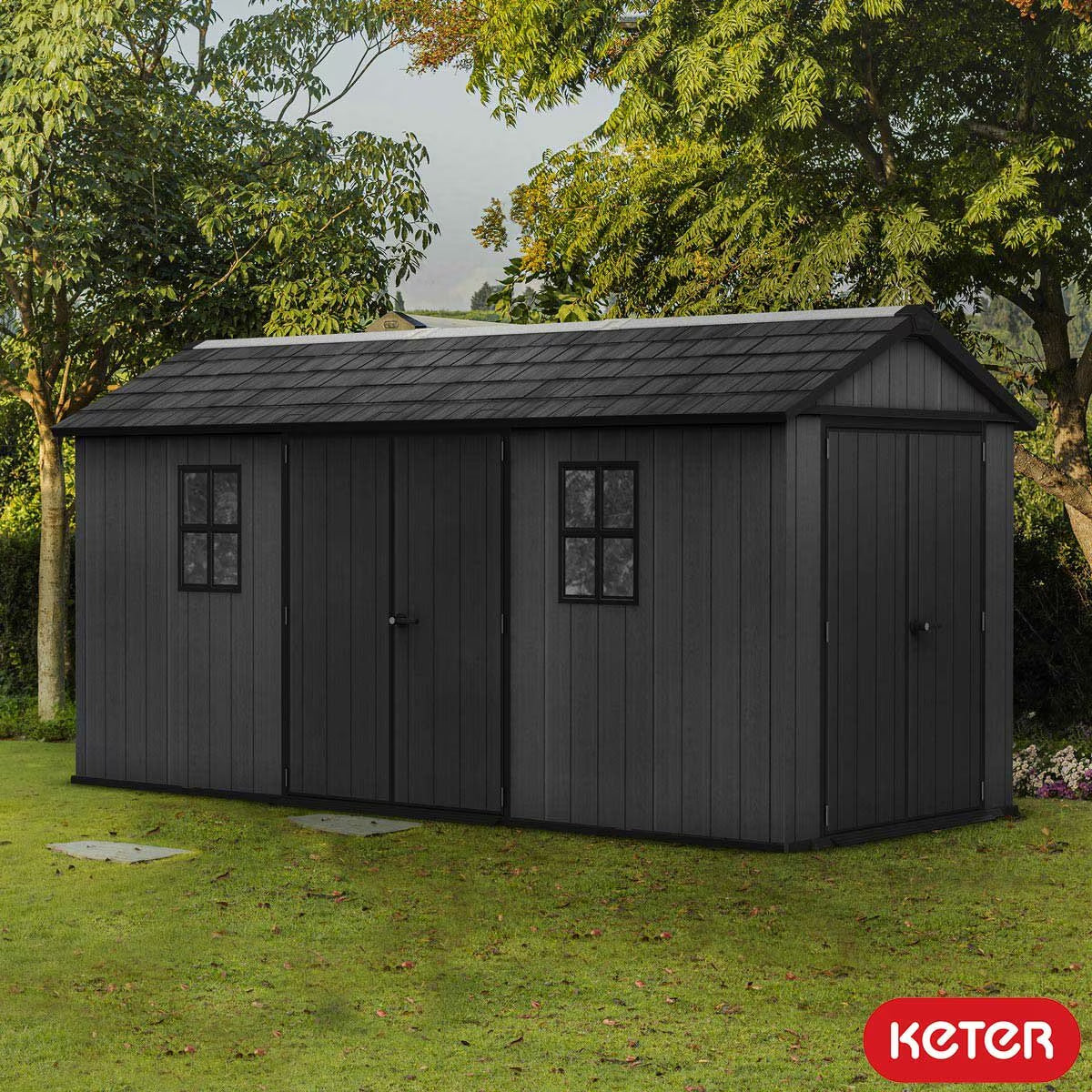 Keter Newton plus 15Ft X 7Ft 5" (4.5 X 2.2M) Dual Entry Storage Shed