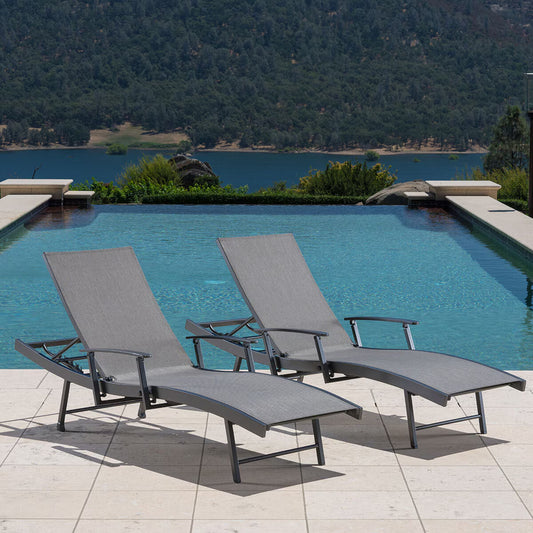 Sunvilla Sling Wave Sun Lounger with Folding Arms - Set of 2