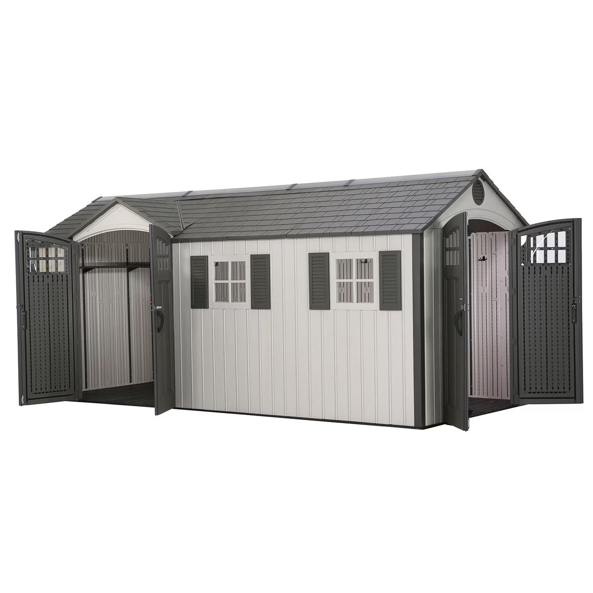 Lifetime 17.5Ft X 8Ft (5.3 X 2.4M) Dual Entry Outdoor Storage Shed - Model 60213